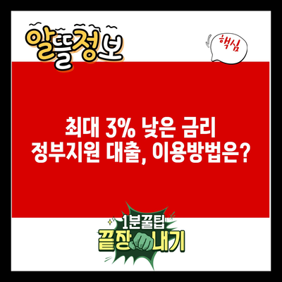 최대 3% 낮은 금리 정부지원 대출, 이용방법은?