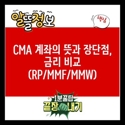 CMA 계좌의 뜻과 장단점, 금리 비교 (RP/MMF/MMW)