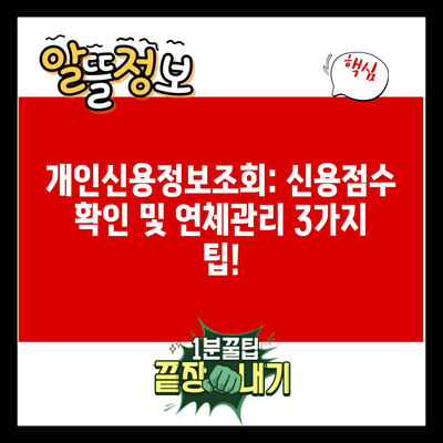 개인신용정보조회: 신용점수 확인 및 연체관리 3가지 팁!