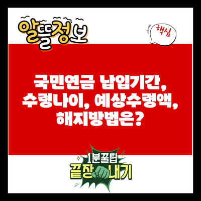 국민연금 납입기간, 수령나이, 예상수령액, 해지방법은?