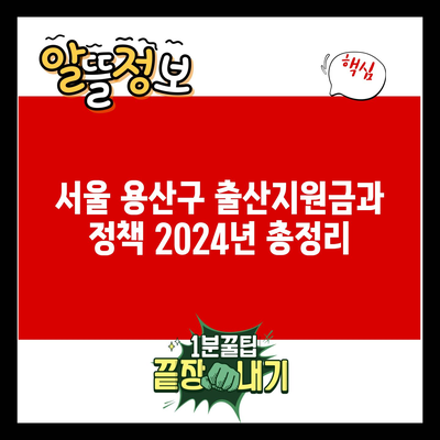 서울 용산구 출산지원금과 정책 2024년 총정리