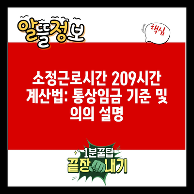 소정근로시간 209시간 계산법: 통상임금 기준 및 의의 설명