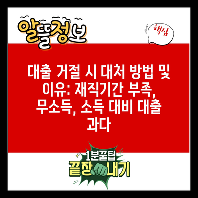 대출 거절 시 대처 방법 및 이유: 재직기간 부족, 무소득, 소득 대비 대출 과다