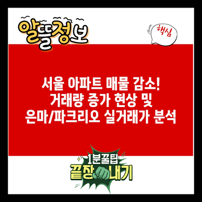 서울 아파트 매물 감소! 거래량 증가 현상 및 은마/파크리오 실거래가 분석