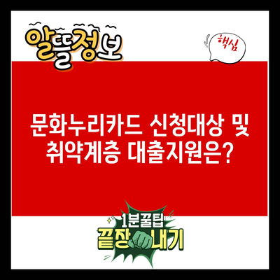 문화누리카드 신청대상 및 취약계층 대출지원은?