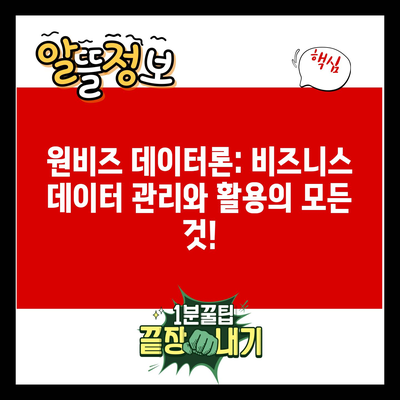 원비즈 데이터론: 비즈니스 데이터 관리와 활용의 모든 것!