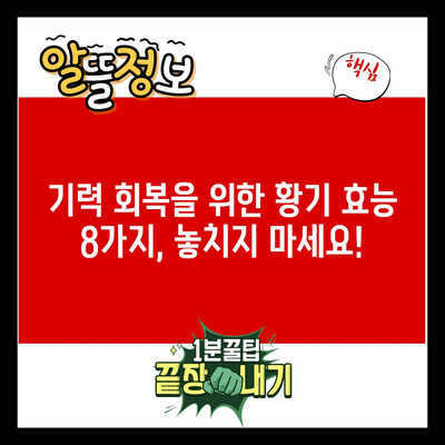 기력 회복을 위한 황기 효능 8가지, 놓치지 마세요!