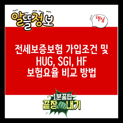 전세보증보험 가입조건 및 HUG, SGI, HF 보험요율 비교 방법