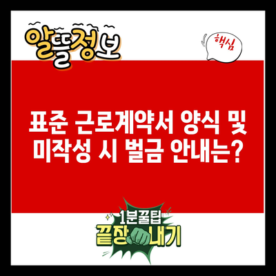 표준 근로계약서 양식 및 미작성 시 벌금 안내는?