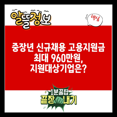 중장년 신규채용 고용지원금 최대 960만원, 지원대상기업은?