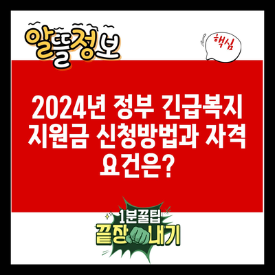 2024년 정부 긴급복지 지원금 신청방법과 자격 요건은?