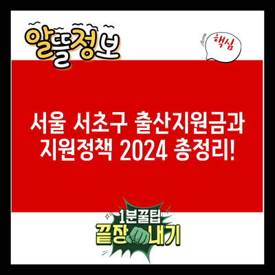 서울 서초구 출산지원금과 지원정책 2024 총정리!