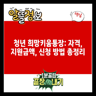 청년 희망키움통장: 자격, 지원금액, 신청 방법 총정리