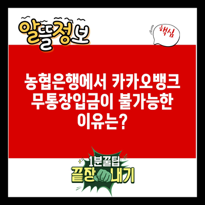 농협은행에서 카카오뱅크 무통장입금이 불가능한 이유는?