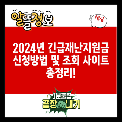 2024년 긴급재난지원금 신청방법 및 조회 사이트 총정리!