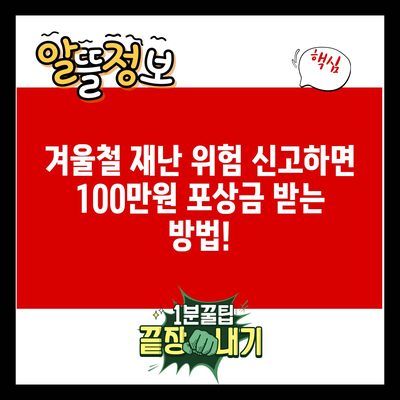 겨울철 재난 위험 신고하면 100만원 포상금 받는 방법!