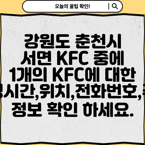 강원도 춘천시 서면 KFC 중에 1개의 KFC에 대한 운영시간,위치,전화번호,주소 정보 확인 하세요.