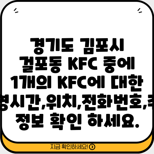 경기도 김포시 걸포동 KFC 중에 1개의 KFC에 대한 운영시간,위치,전화번호,주소 정보 확인 하세요.