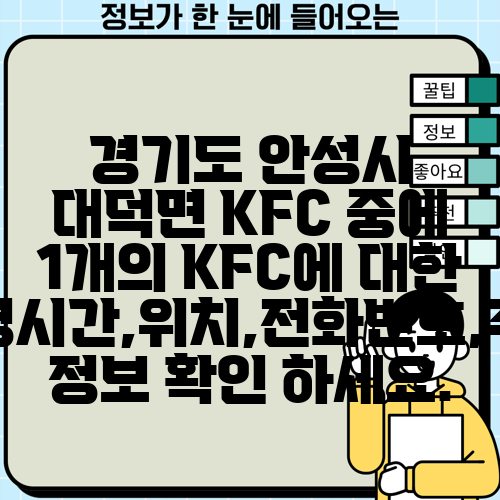 경기도 안성시 대덕면 KFC 중에 1개의 KFC에 대한 운영시간,위치,전화번호,주소 정보 확인 하세요.