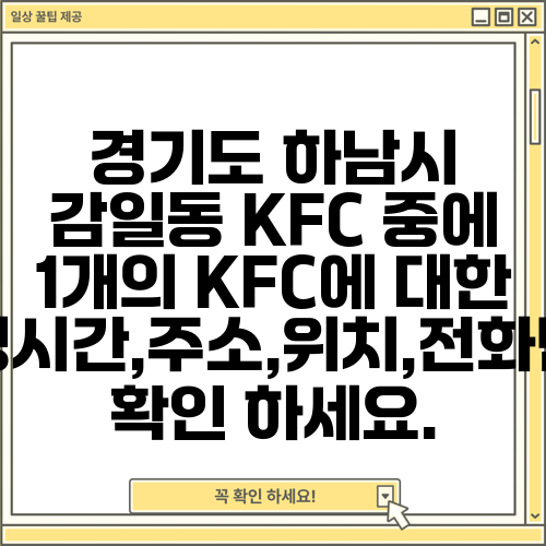 경기도 하남시 감일동 KFC 중에 1개의 KFC에 대한 운영시간,주소,위치,전화번호 확인 하세요.