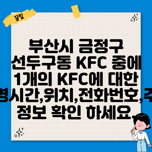 부산시 금정구 선두구동 KFC 중에 1개의 KFC에 대한 운영시간,위치,전화번호,주소 정보 확인 하세요.
