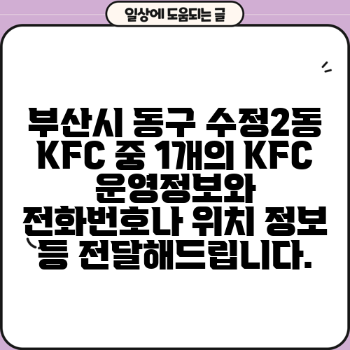 부산시 동구 수정2동 KFC 중 1개의 KFC 운영정보와 전화번호나 위치 정보 등 전달해드립니다.