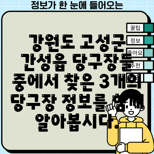 강원도 고성군 간성읍 당구장들 중에서 찾은 3개의 당구장 정보를 함께 알아봅시다.