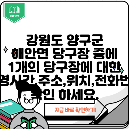 강원도 양구군 해안면 당구장 중에 1개의 당구장에 대한 운영시간,주소,위치,전화번호 확인 하세요.