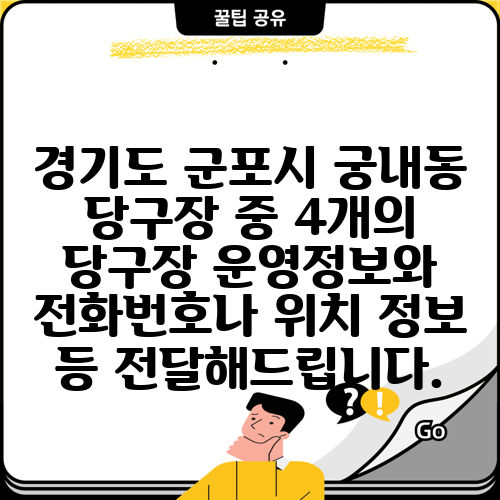 경기도 군포시 궁내동 당구장 중 4개의 당구장 운영정보와 전화번호나 위치 정보 등 전달해드립니다.