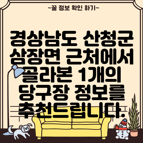 경상남도 산청군 삼장면 근처에서 골라본 1개의 당구장 정보를 추천드립니다.