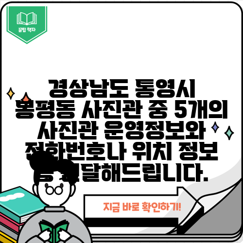 경상남도 통영시 봉평동 사진관 중 5개의 사진관 운영정보와 전화번호나 위치 정보 등 전달해드립니다.