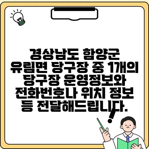 경상남도 함양군 유림면 당구장 중 1개의 당구장 운영정보와 전화번호나 위치 정보 등 전달해드립니다.