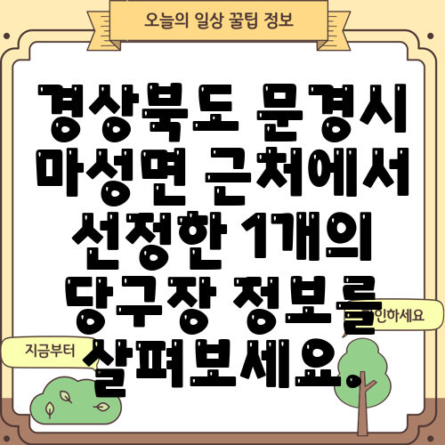 경상북도 문경시 마성면 근처에서 선정한 1개의 당구장 정보를 살펴보세요.