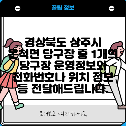 경상북도 상주시 은척면 당구장 중 1개의 당구장 운영정보와 전화번호나 위치 정보 등 전달해드립니다.