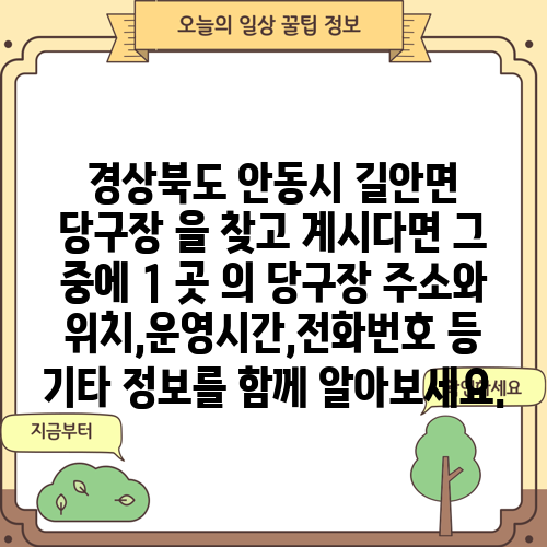 경상북도 안동시 길안면 당구장 을 찾고 계시다면 그 중에 1 곳 의 당구장 주소와 위치,운영시간,전화번호 등 기타 정보를 함께 알아보세요.