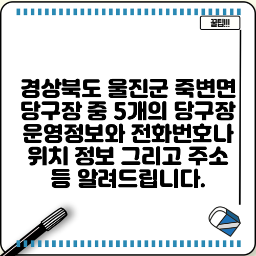 경상북도 울진군 죽변면 당구장 중 5개의 당구장 운영정보와 전화번호나 위치 정보 그리고 주소 등 알려드립니다.