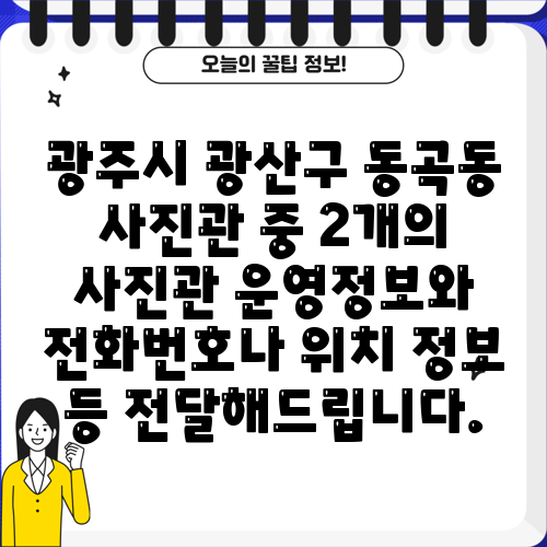 광주시 광산구 동곡동 사진관 중 2개의 사진관 운영정보와 전화번호나 위치 정보 등 전달해드립니다.