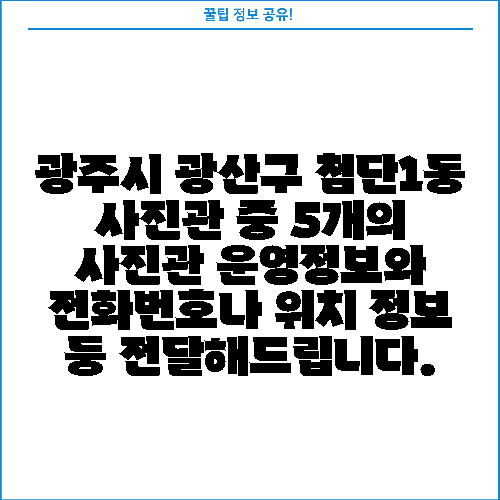 광주시 광산구 첨단1동 사진관 중 5개의 사진관 운영정보와 전화번호나 위치 정보 등 전달해드립니다.