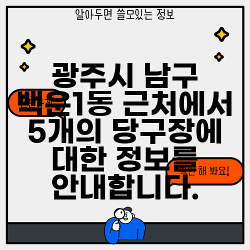 광주시 남구 백운1동 근처에서 5개의 당구장에 대한 정보를 안내합니다.