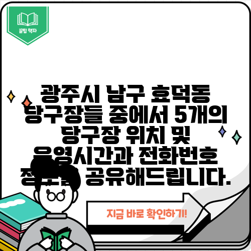 광주시 남구 효덕동 당구장들 중에서 5개의 당구장 위치 및 운영시간과 전화번호 정보를 공유해드립니다.
