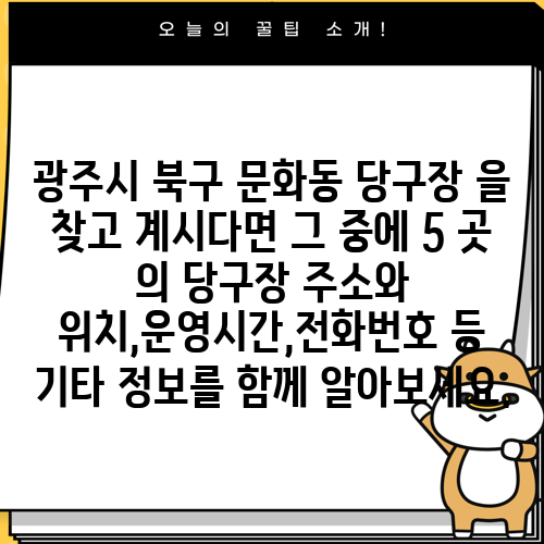 광주시 북구 문화동 당구장 을 찾고 계시다면 그 중에 5 곳 의 당구장 주소와 위치,운영시간,전화번호 등 기타 정보를 함께 알아보세요.