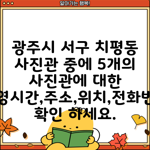 광주시 서구 치평동 사진관 중에 5개의 사진관에 대한 운영시간,주소,위치,전화번호 확인 하세요.