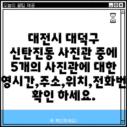 대전시 대덕구 신탄진동 사진관 중에 5개의 사진관에 대한 운영시간,주소,위치,전화번호 확인 하세요.