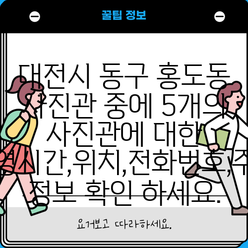 대전시 동구 홍도동 사진관 중에 5개의 사진관에 대한 운영시간,위치,전화번호,주소 정보 확인 하세요.