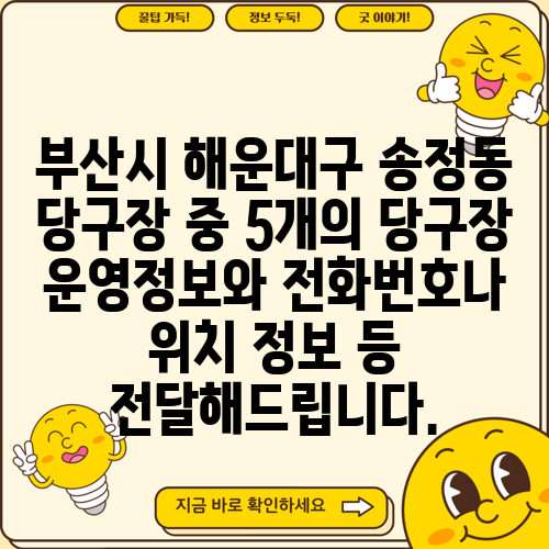 부산시 해운대구 송정동 당구장 중 5개의 당구장 운영정보와 전화번호나 위치 정보 등 전달해드립니다.