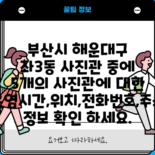 부산시 해운대구 좌3동 사진관 중에 5개의 사진관에 대한 운영시간,위치,전화번호,주소 정보 확인 하세요.