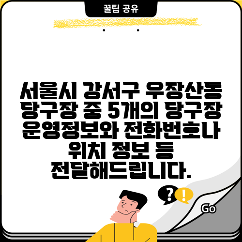 서울시 강서구 우장산동 당구장 중 5개의 당구장 운영정보와 전화번호나 위치 정보 등 전달해드립니다.