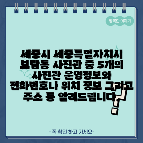 세종시 세종특별자치시 보람동 사진관 중 5개의 사진관 운영정보와 전화번호나 위치 정보 그리고 주소 등 알려드립니다.