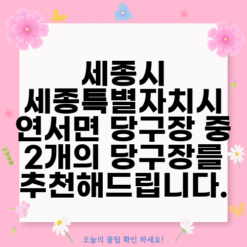 세종시 세종특별자치시 연서면 당구장 중 2개의 당구장를 추천해드립니다.