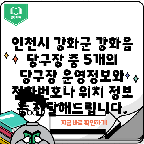 인천시 강화군 강화읍 당구장 중 5개의 당구장 운영정보와 전화번호나 위치 정보 등 전달해드립니다.